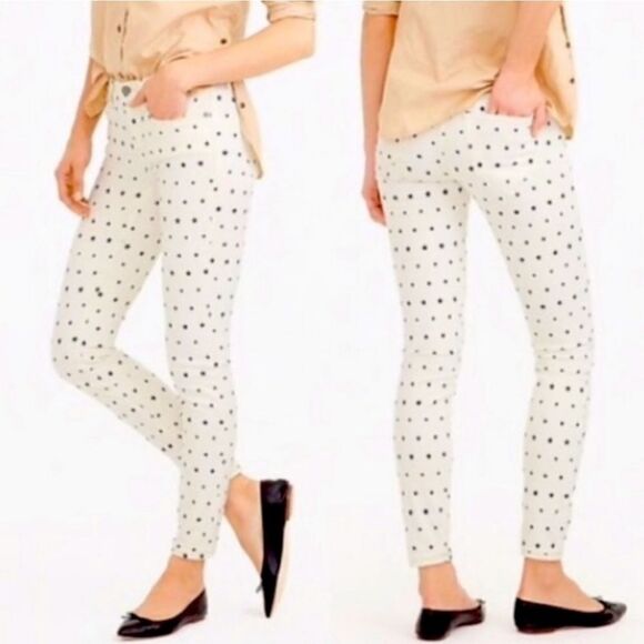 J. Crew Toothpick White & Blue Star Jeans (27) - Picture 1 of 6